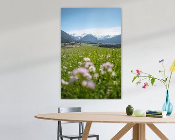 Spring with snow in the Allgäu mountains and a view of Oberstdorf by Leo Schindzielorz