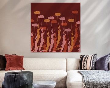 Mohnblumen in Rosa, Orange und Ocker. Herbstliche Botanik von Dina Dankers