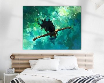 Black woman in swimming pool by Olga Wildrose