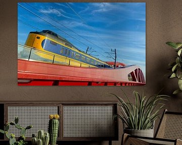 NS intercity trein op de Hanzeboog brug bij Zwolle van Sjoerd van der Wal Fotografie