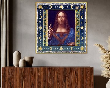 S.F. Neu bearbeitete Version des Salvator Mundi von Leonardo da Vinci von Silver Fox Art Decor
