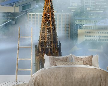 Freiburger Münsterspitze im Nebel