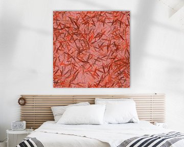 Abstrait botanique moderne en terra, orange et rose sur Art minimaliste abstrait