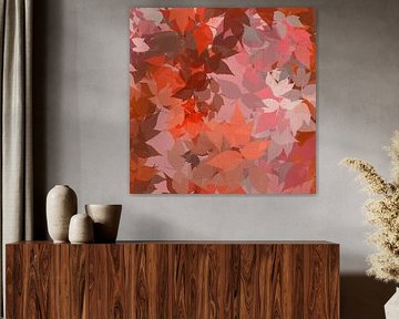 Art botanique moderne. Feuilles colorées en terre cuite, orange et rose. sur Art minimaliste abstrait