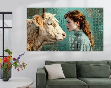 Scottish highlander and red-headed woman by Emiel de Lange