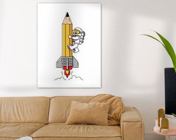 Astronaut auf einer Bleistift-Rakete von Ridho Gustiawan