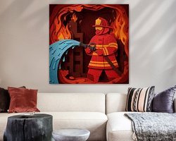 Voorbeeld van het werk in een kamer