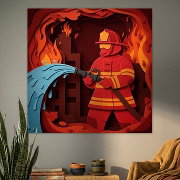 Pompier courageux Illustration héroïque