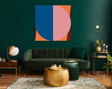 Abstrakte minimalistische geometrische Formen in Kobaltblau, Rosa, Orange, Braun von Dina Dankers