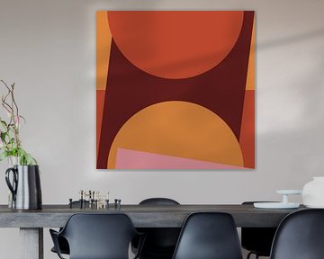Géométrie abstraite d'inspiration rétro dans des tons chauds I sur Dina Dankers