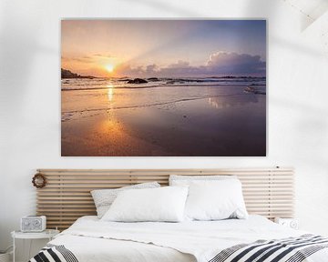 Sonnenuntergang am Strand von Kerfissien, Bretagne von Christian Müringer