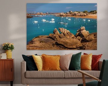 Boote in der Bucht von Gréve Blanche in Trégastel, Bretagne von Christian Müringer