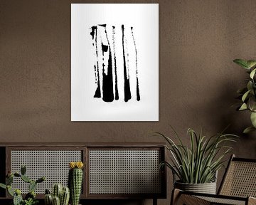 Streken 1 | Minimal Zwarte Inkt Abstract van Menega Sabidussi