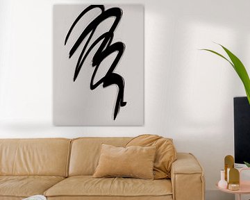 Streken 2 | Minimal Zwart & Neutraal Abstract van Menega Sabidussi