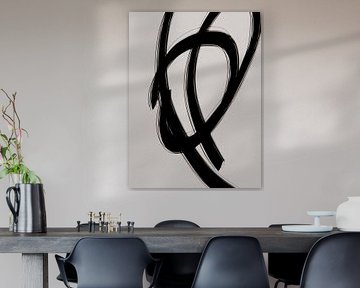 Streken 3 | Minimal Zwart & Neutraal Abstract van Menega Sabidussi