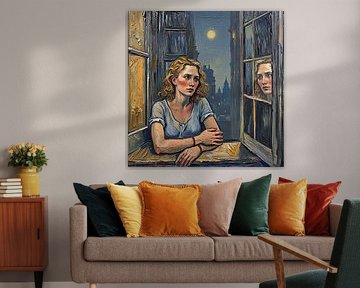 Double portrait de dame 03 (sur le rebord de la fenêtre)