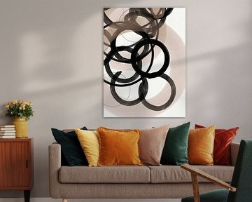 Strokes 4 | Neutral & ; Black Circle Abstract