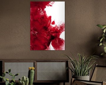 Abstract Art Print – Red Fluid Ink Wall Art | Modern Minimal Decor by Ela Szczepaniak