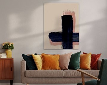 Streken 5D | Indigo Penseelstreek Abstract van Menega Sabidussi