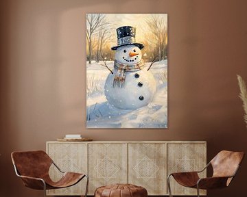 Schneemann mit Schal und Mütze von Wunderbare Kunst
