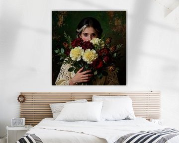 Beauté voilée : Femme au bouquet