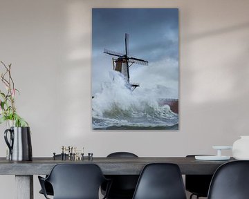 Storm at the Oranjemolen in Zeeland by Paul Begijn