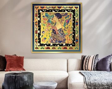 S.F. Geremasterde versie van Dame met waaier van Gustav Klimt van Silver Fox Art Decor