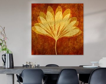 Vintage Japandi schilderij met abstracte bloem van Studio Pieternel