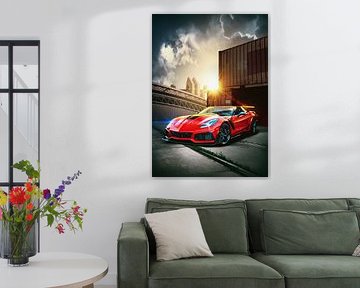 Rode Corvette Z06 van John Dan