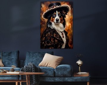 Border Collie Hund im viktorianischen Kleid von MIROKKU