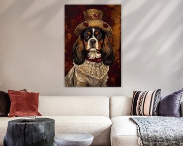 Cavalier King Charles Spaniel Dog in Victorian Dress by MIROKKU
