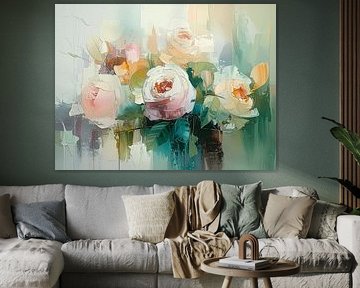 Mixed Media Art: Modern abstract Rozen schilderij van Studio Pieternel