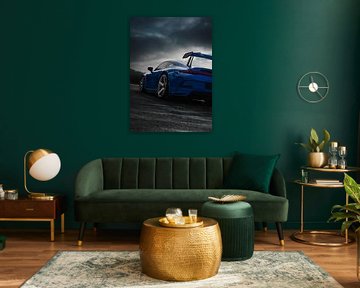 Blauwe storm Porsche van John Dan