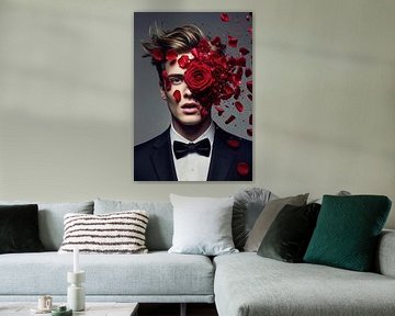 Man in Suit with Rose and Petals by Markus Gann