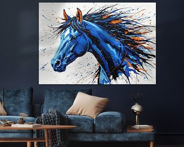 Abstract Blue Horse Head Painting by Markus Gann