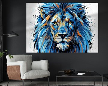 Blue and Orange Lion Portrait