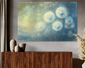 Dandelions in yellow and blue by Claudia Gründler