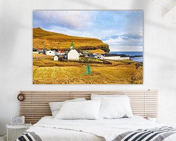 Blick auf das Dorf Gjógv auf der Färöer Insel Eysturoy von Rico Ködder