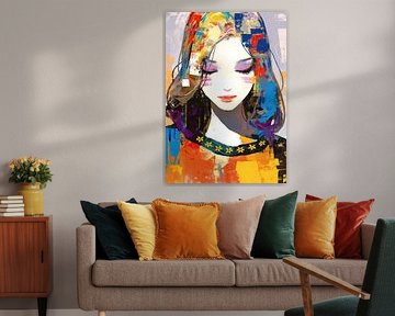 Femme aux yeux fermés | Femme colorée sur La collection ARTEO