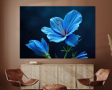 Close-up Photograph of Blue Flowers with Stamens and Buds