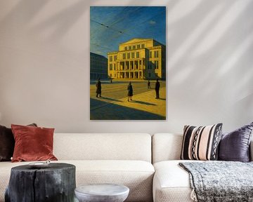 Heure d'or à Leipzig - Harmonie urbaine inspirée par Edward Hopper sur Travel Shop