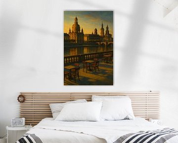 Dresden at Dusk – Edward Hopper Inspired Riverside Serenity by Travel Shop