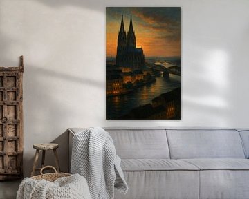 Crépuscule doré sur le Rhin - Paysage urbain de Cologne Art mural sur Travel Shop