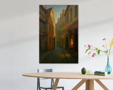 Soirée dorée à Brême - Quiet European Wall Art sur Travel Shop