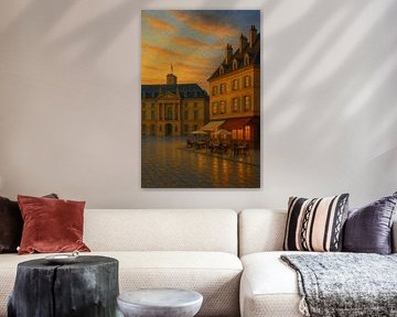 Dijon Sunset Harmony - Café Life in goldenem Licht von Travel Shop
