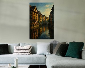 Colmar Reflections – Alsace Canal Evening Glow by Travel Shop