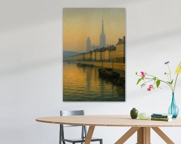 Rouen at Dusk – Golden River Reflections by Travel Shop