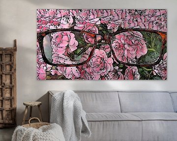 Schauen Sie durch eine Brille.