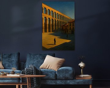 Golden Segovia Aqueduct – Ancient Arches at Dusk by Travel Shop