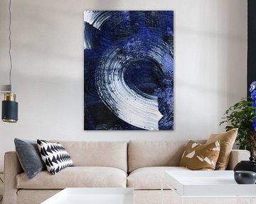 Strokes 31 | Bleu, noir et blanc Brushstroke Abstract